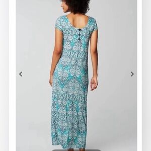 NEW J. Jill Turquoise, Blue & White Paisley Maxi Dress. Back buttons. SP